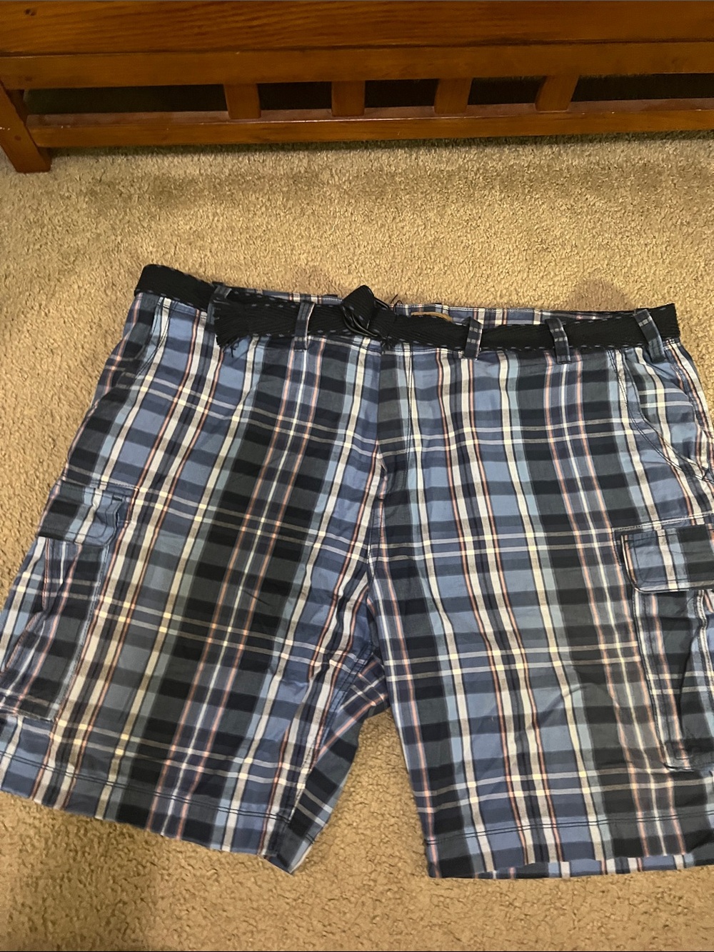 The Foundry Supply Co. Men's Blue Plaid Cargo Shorts